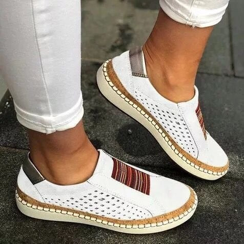 Women's perforated slip-on sneakers with elastic insert and cork-look platform Mune Fashion