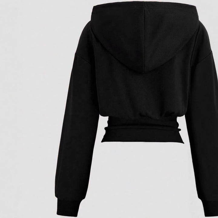 Women’s short-cut hooded sweatshirt with fitted ribbed hem Mune Fashion