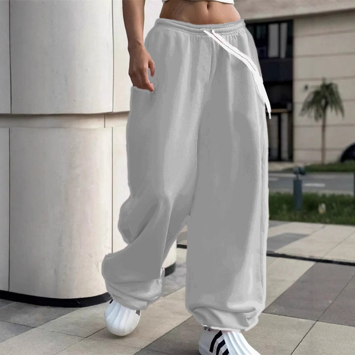 Women's wide Baggy joggers with a high comfort waistband, drawstring and elastic ankle cuffs Mune Fashion
