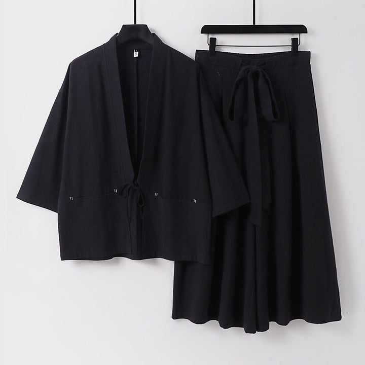 Women's Two-Piece Kimono Set with Short Jacket and Flowing Midi Skirt Mune Fashion