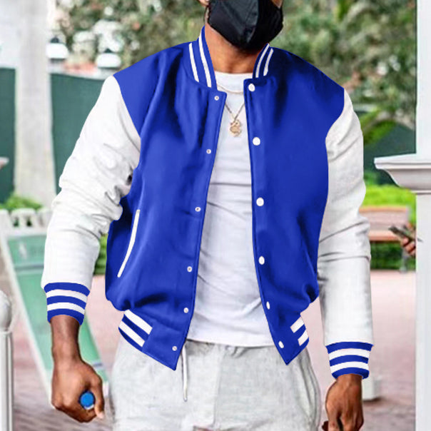 Men's classic college jacket in baseball style with contrasting sleeves and ribbed cuffs Mune Fashion