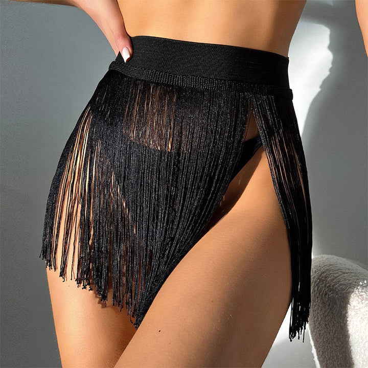 Women’s beach skirt with fringe and colorful decorative ribbon Mune Fashion