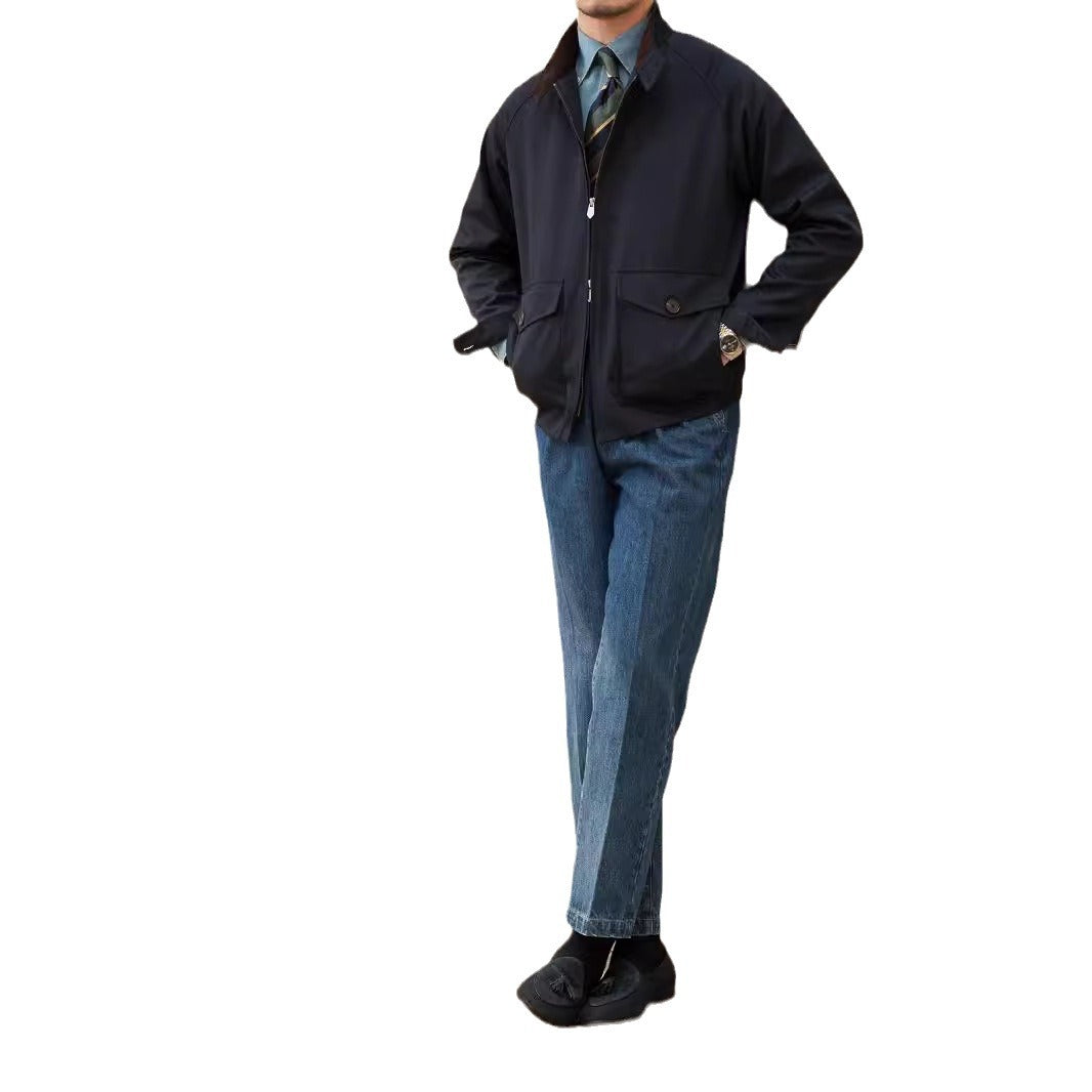 Men's short blouson with cord collar, flap pockets and zipper Mune Fashion