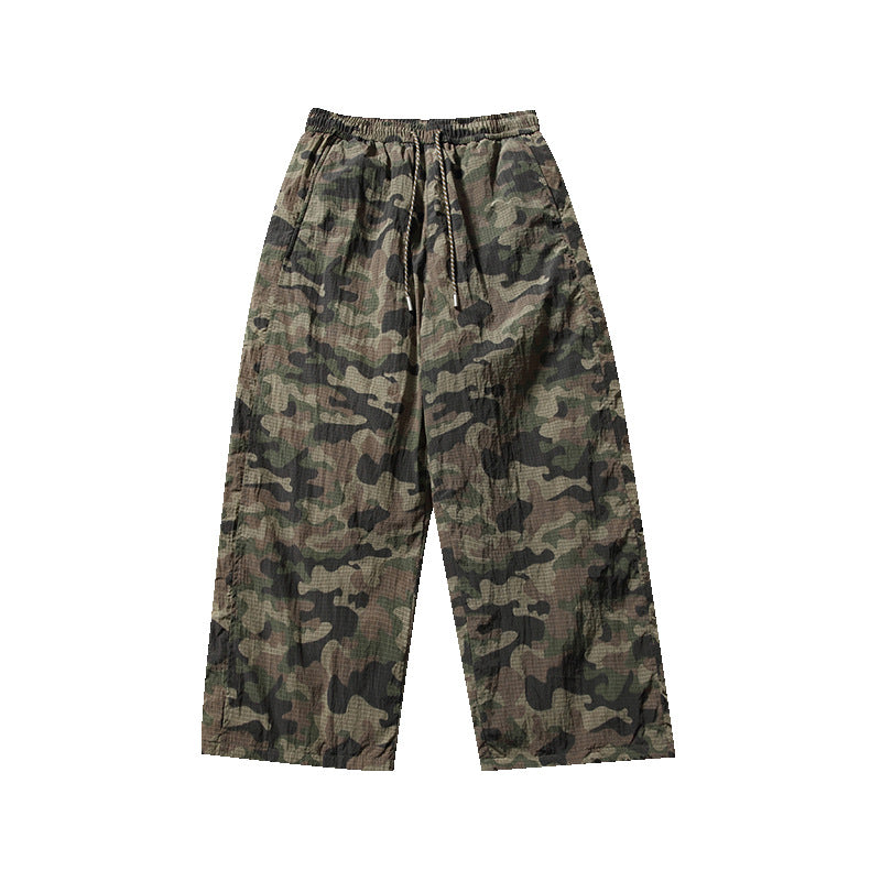Men's loose-fitting ripstop leisure pants with camouflage pattern and elastic drawstring waistband Mune Fashion