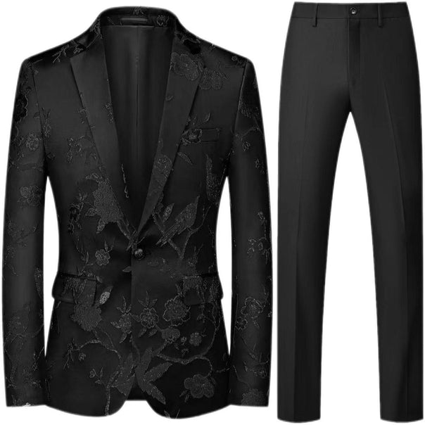 Men's brocade blazer with floral jacquard and slim-fit suit trousers Mune Fashion