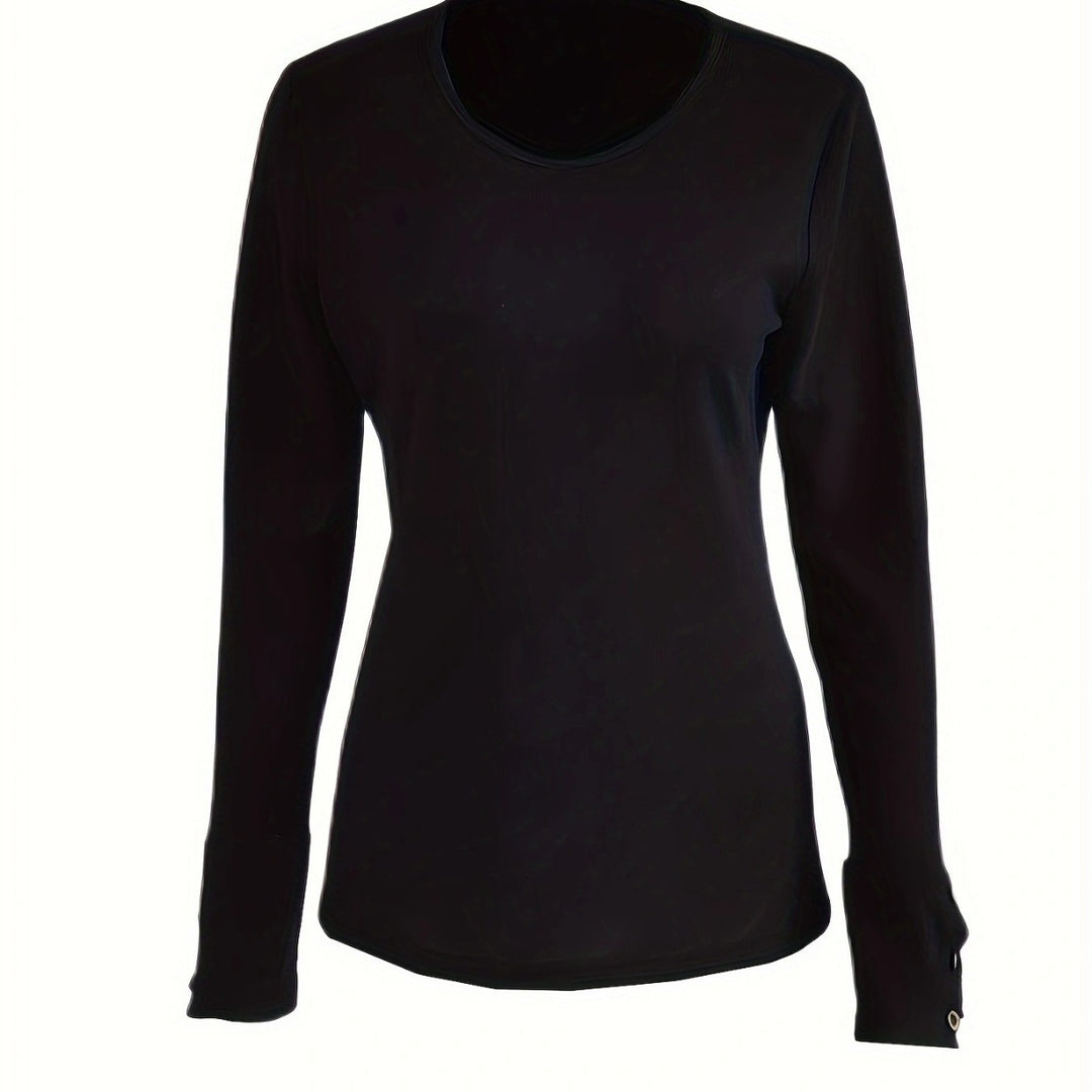 Women's Fitted Long Sleeve Shirt with Decorative Eyelet Cuffs and Shoulder Detail Mune Fashion
