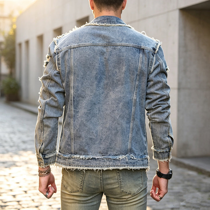 Men's Stylish Destroyed Denim Jacket Mune Fashion