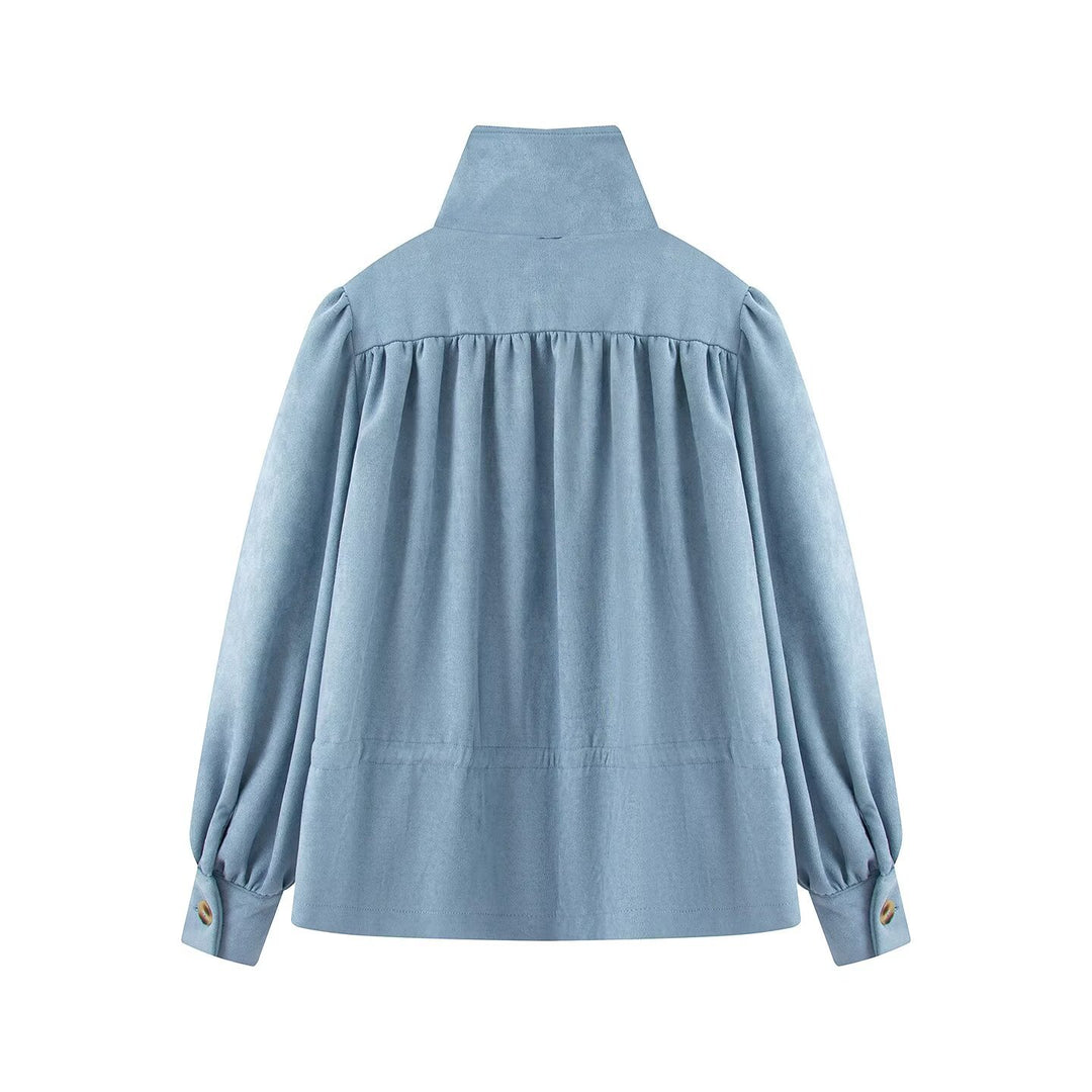 Women's short jacket with stand-up collar, drawstring and balloon sleeves Mune Fashion