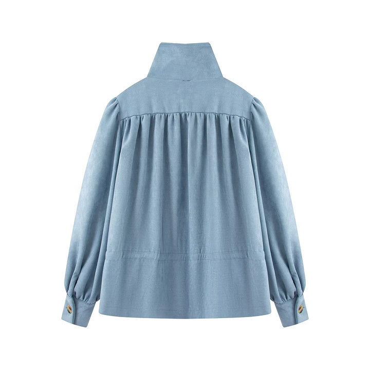 Women's short jacket with stand-up collar, drawstring and balloon sleeves Mune Fashion