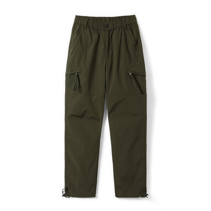 Men's Cargo Twill Pants with Elastic Waistband, Zipper Pockets and Drawstring Mune Fashion
