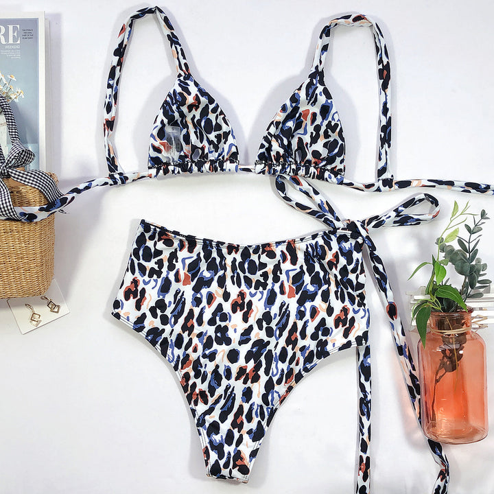 Women's triangle bikini with high waist and stylish wrap band Mune Fashion