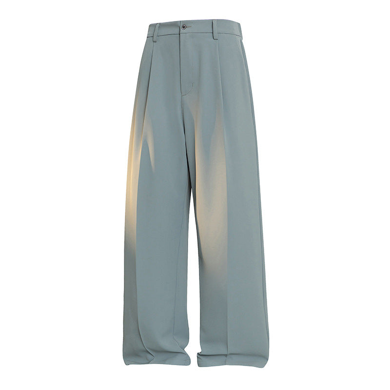 Men's leisure pants with asymmetrical cut