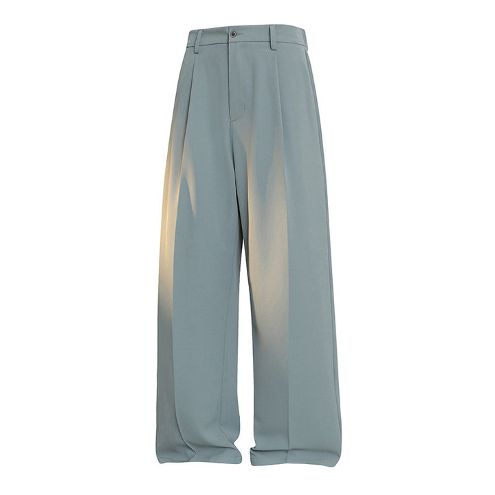 Men's leisure pants with asymmetrical cut