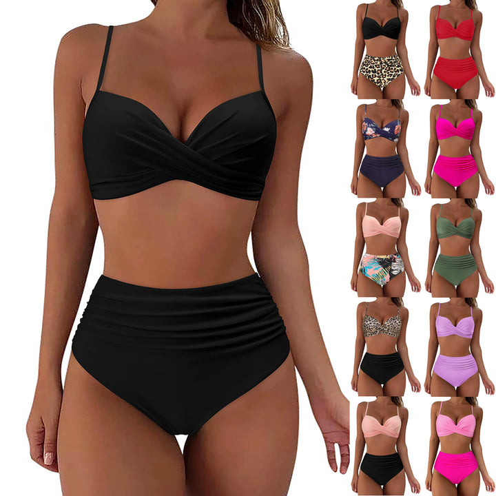 Women High-Waist Bikini with Leopard Pattern Mune Fashion