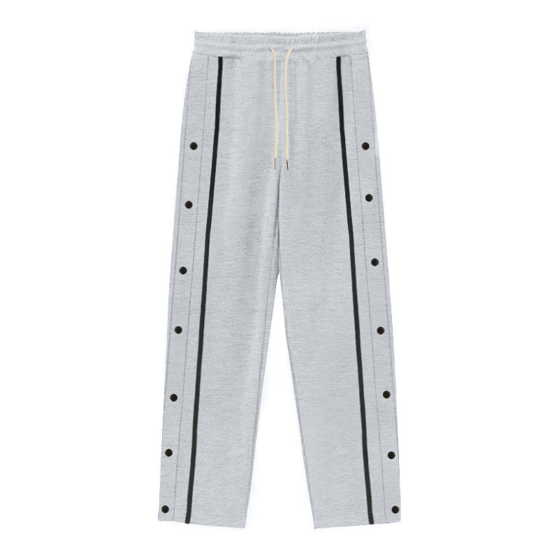 Men's Sporty Loose Jogging Pants with Snap Buttons Mune