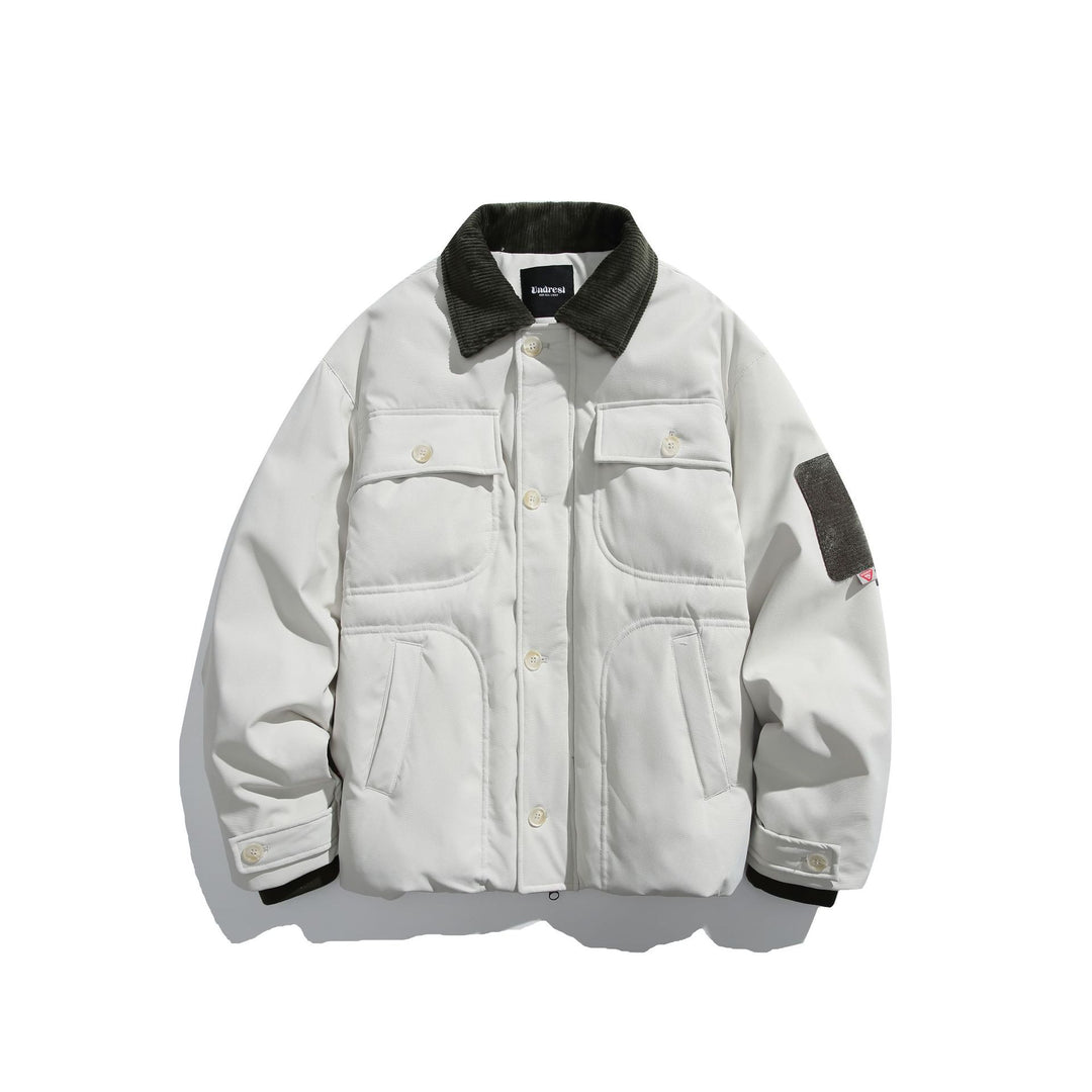Men's insulated field jacket in workwear style with cord collar, elbow patches, and patch pockets Mune Fashion