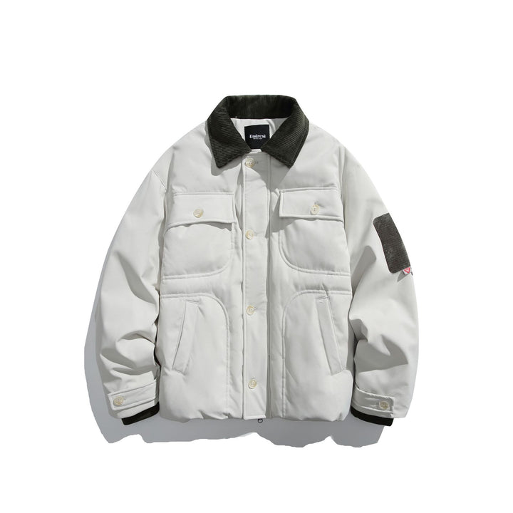 Men's insulated field jacket in workwear style with cord collar, elbow patches, and patch pockets Mune Fashion