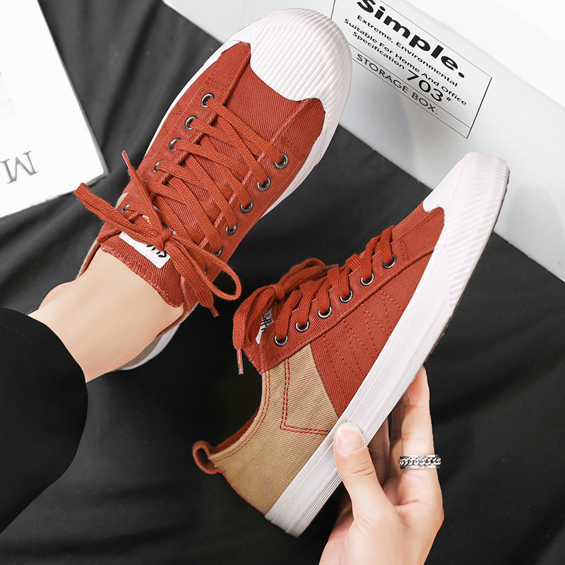 Unisex low canvas sneakers with reinforced rubber toe cap and contrasting textile panels Mune Fashion