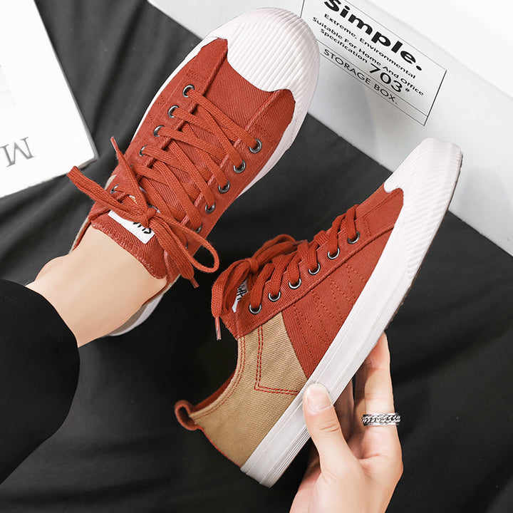 Unisex low canvas sneakers with reinforced rubber toe cap and contrasting textile panels Mune Fashion
