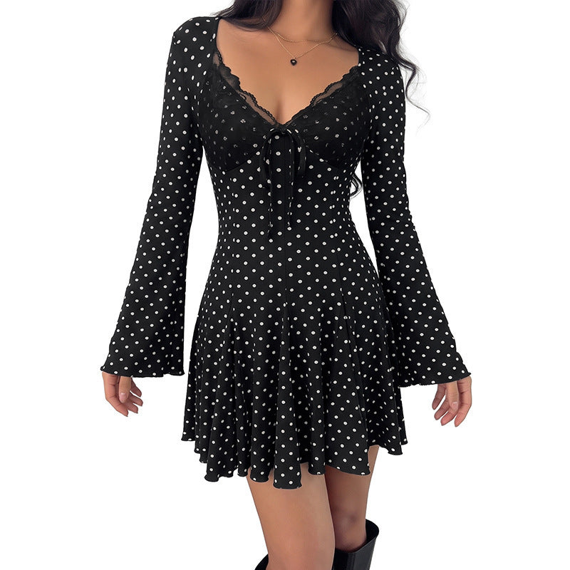 Women Playful Polka Dots Mini Dress Mune Fashion