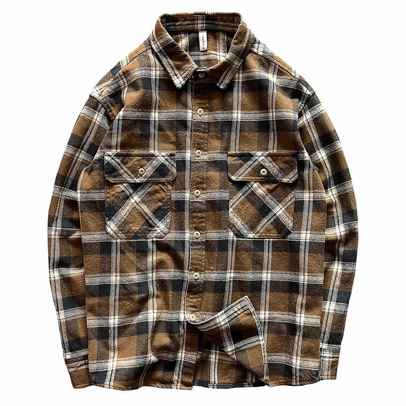 Men's Checked Shirt Jacket with Chest Pockets Mune Fashion