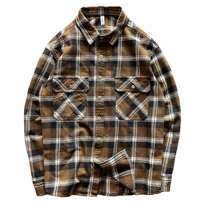 Men's Checked Shirt Jacket with Chest Pockets Mune Fashion