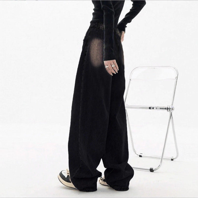 Women's High-Waisted Baggy Jeans made of Denim with Extra Wide Leg and Used-Fade Mune Fashion