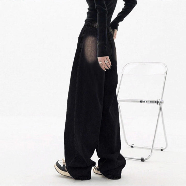 Women's High-Waisted Baggy Jeans made of Denim with Extra Wide Leg and Used-Fade Mune Fashion