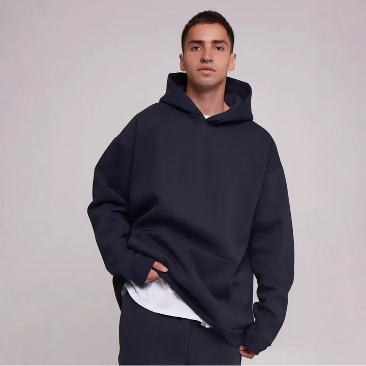 Men's heavy fleece boxy hoodie with deep shoulder drop reinforced hood and kangaroo pocket Mune Fashion