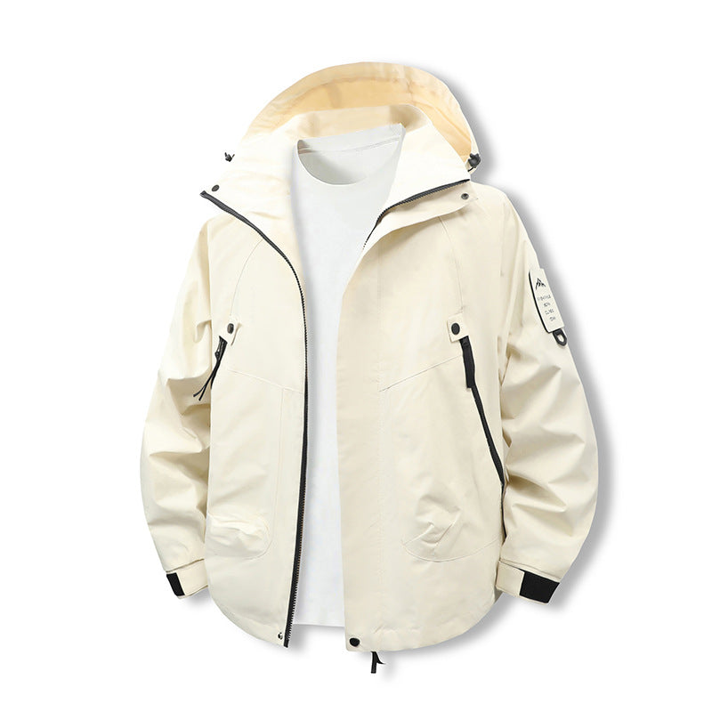 Men's Wind and Water Resistant Softshell Utility Jacket with Hood Mune Fashion