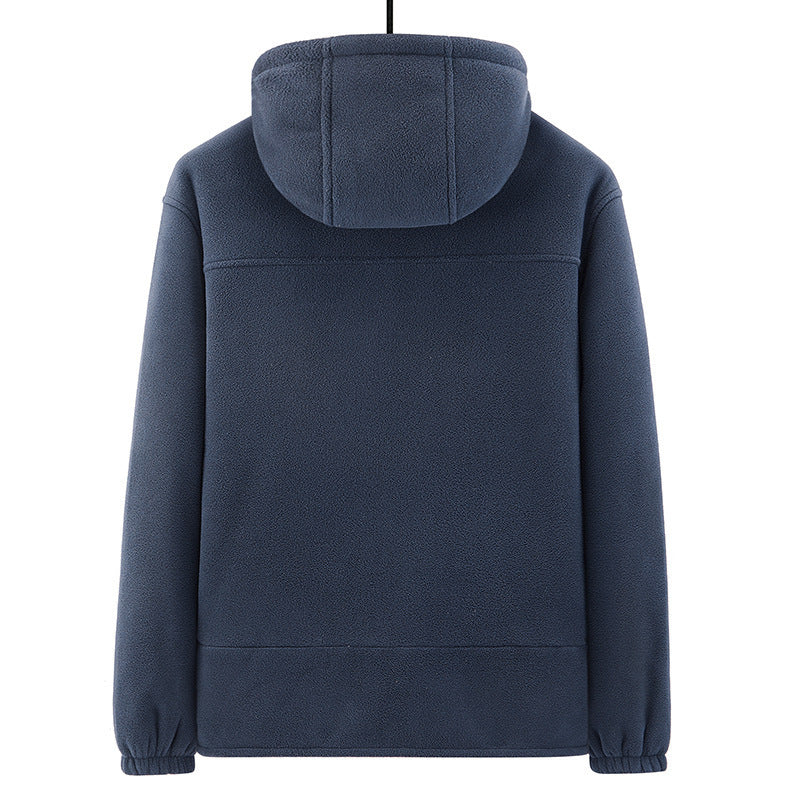 Men's fleece hoodie jacket with teddy lining, two-way zipper and concealed zip pockets Mune Fashion