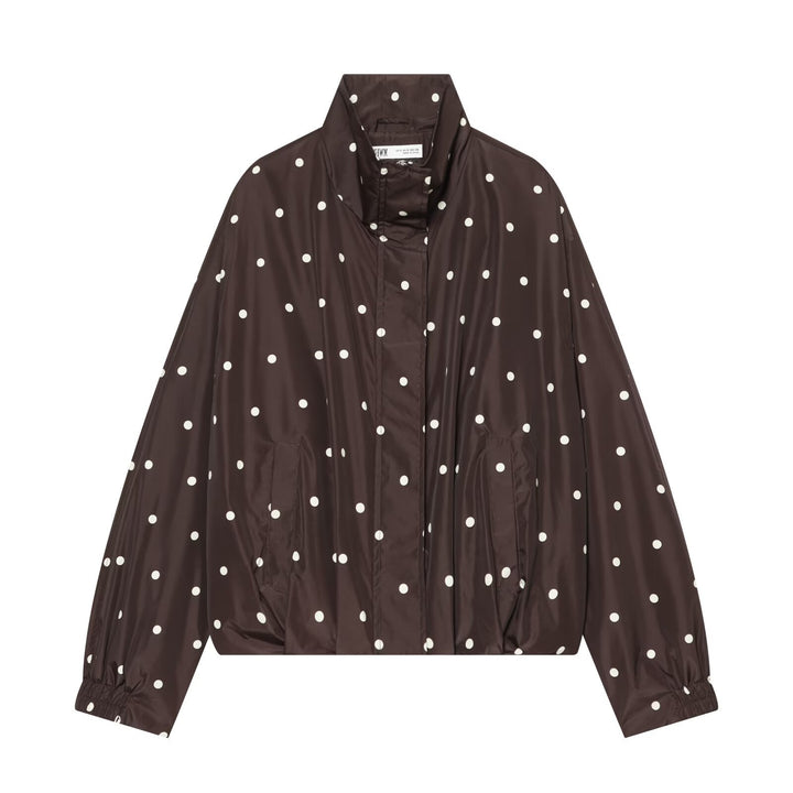 Women's short-cut polka dot lightweight blouson with stand-up collar Drune
