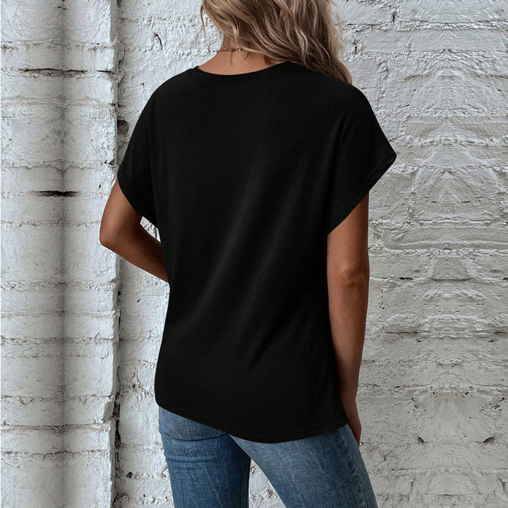 Women's asymmetrical knot shirt with dropped shoulders and twist detail