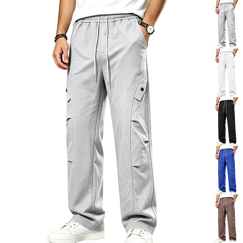 Men's relaxed cargo sweatpants with elastic drawstring waistband, flap pockets, and knee patches Mune Fashion
