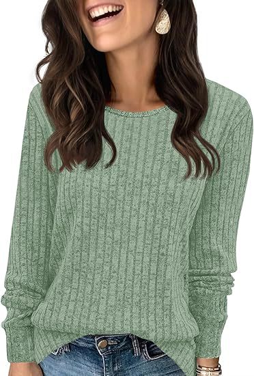 Women's Structured Ribbed Knit Sweater with Round Neck, Casual Silhouette and Soft Cuffs Mune Fashion