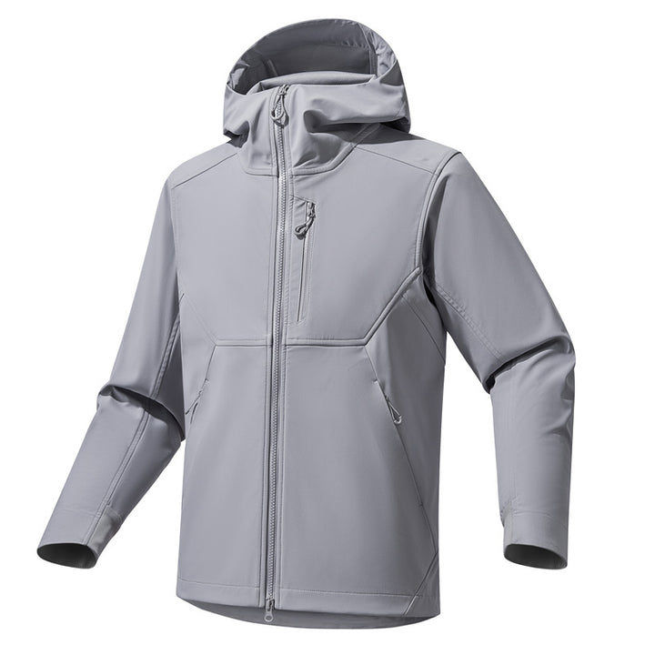 Men's Technical Softshell Hoodie Jacket with Hood, windproof membrane and ergonomic fit Mune Fashion
