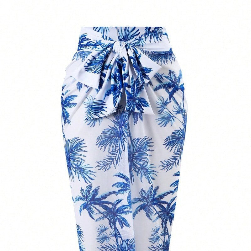 Women's High Neck One-Piece Swimsuit with Matching Wrap Skirt Mune Fashion