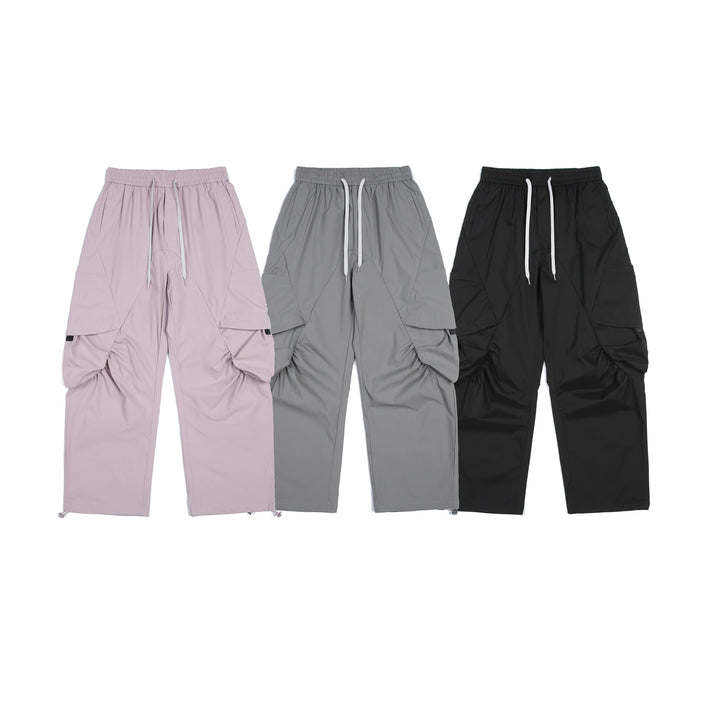 Men's Functional Cargo Pants in Tech Nylon with Elastic Waistband and Drawstring Mune Fashion
