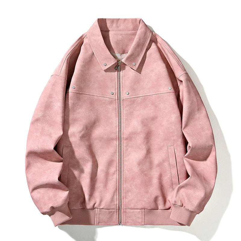 Men's Oversize Bomber Jacket in Suede Look with Zipper and Ribbed Cuffs Mune Fashion