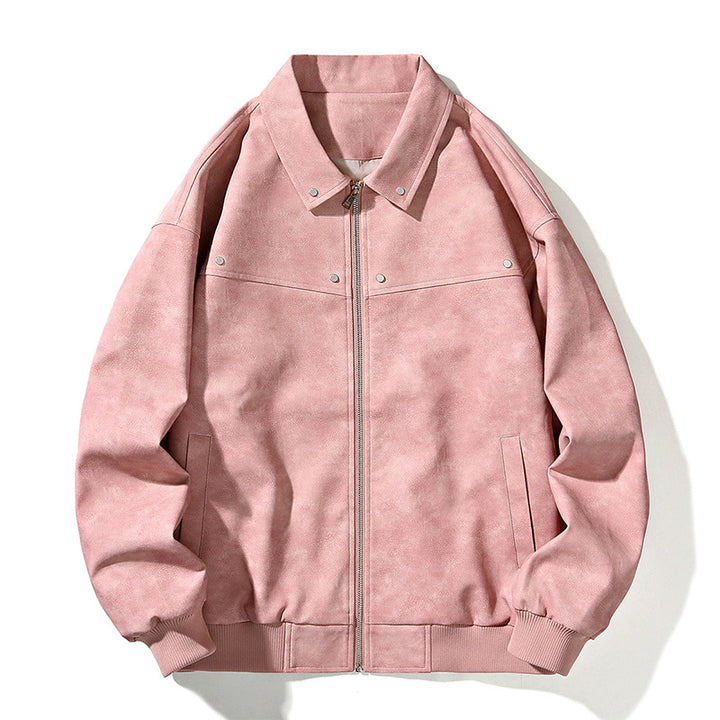 Men's Oversize Bomber Jacket in Suede Look with Zipper and Ribbed Cuffs Mune Fashion