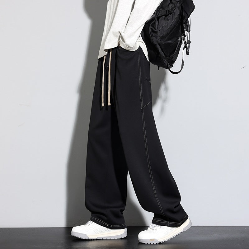 Women's Wide Palazzo Trousers with High Elastic Waistband & Drawstring Mune Fashion
