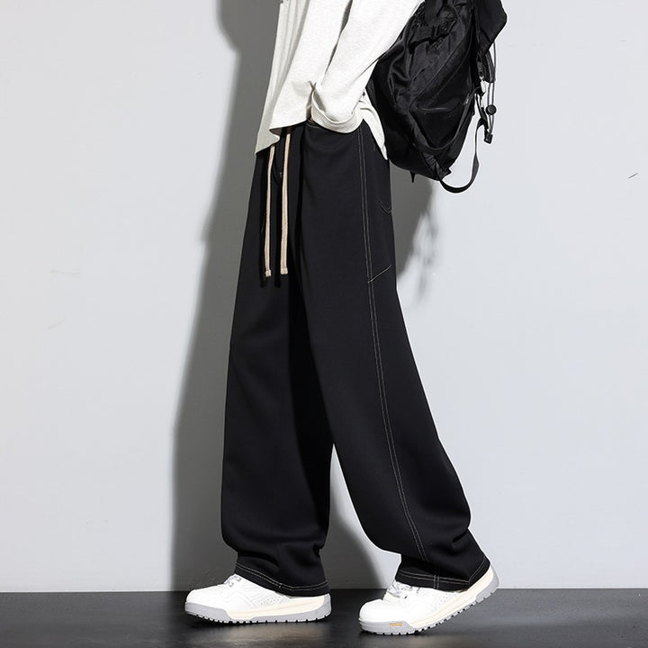 Women's Wide Palazzo Trousers with High Elastic Waistband & Drawstring Mune Fashion