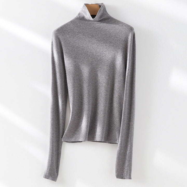 Women's Slim-Fit Fine Knit Turtleneck Sweater with Stretch Mune Fashion