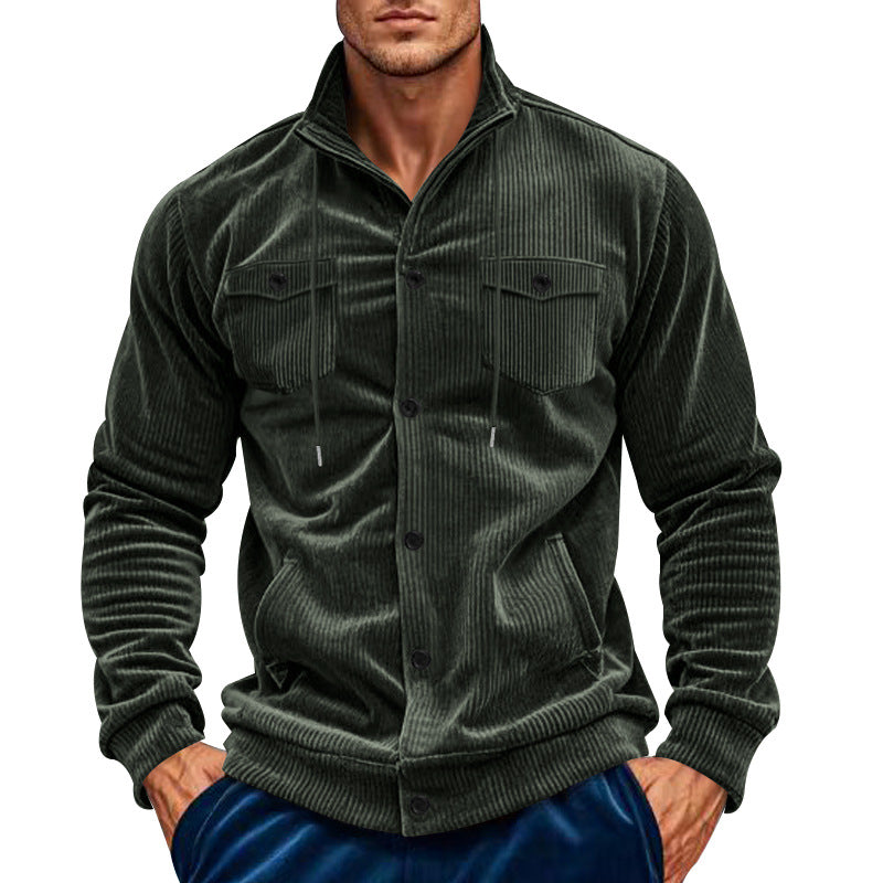 Men's corduroy overshirt jacket with kent collar, snap button closure and patch chest pockets Mune Fashion