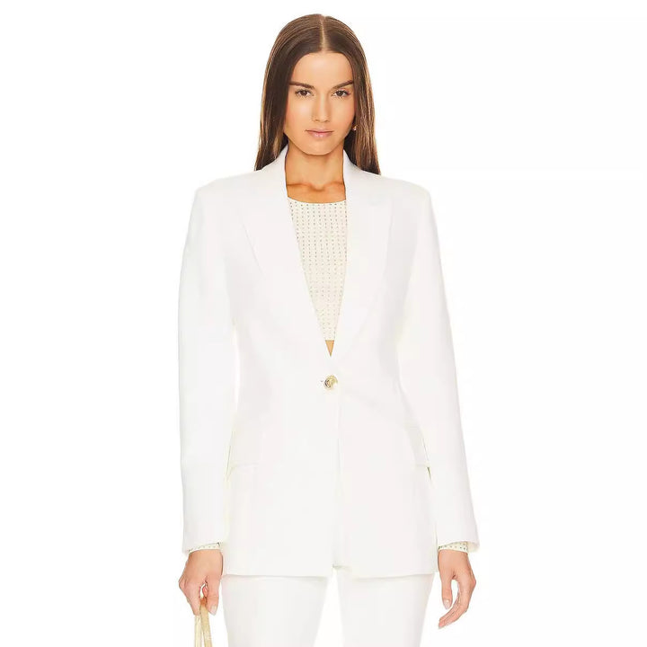 Women Two-piece Tailored Suit with Fitted One-button Blazer and Flared Trousers Mune Fashion