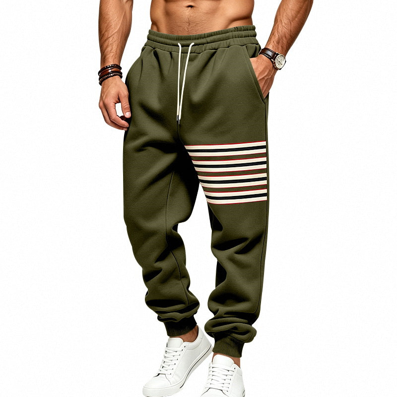 Men's Jogging Pants with Side Stripe Panel, Elastic Waistband and Ribbed Cuffs Mune Fashion