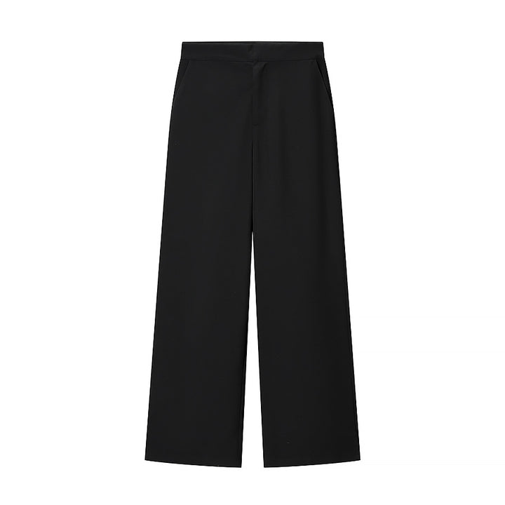 Women Stylish tailored blazer pantsuit with feather trim on cuffs Mune Fashion