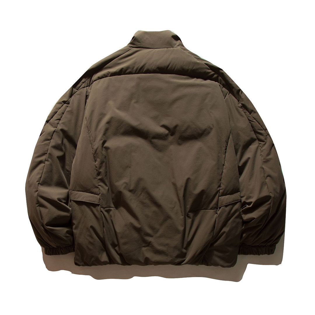 Men's Boxy Thermal Puffer Jacket with overlapping stand-up collar and patch flap pockets Mune Fashion