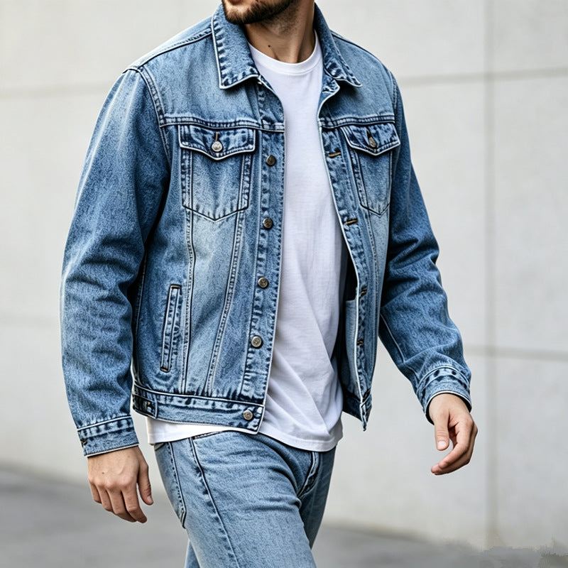 Men's Fashionable Denim Jacket in Vintage Style Mune Fashion