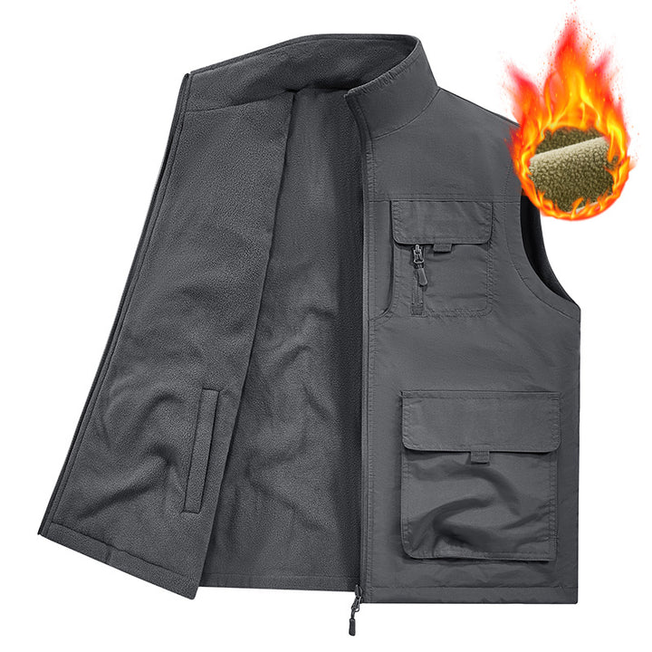 Men's Thermo-Utility Vest with Fleece Lining, Windproof Shell and Multifunction Pockets Mune Fashion